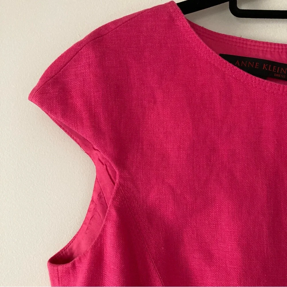 Anne Klein Dress Pink Linen Sheath Dress - Picture 3 of 8